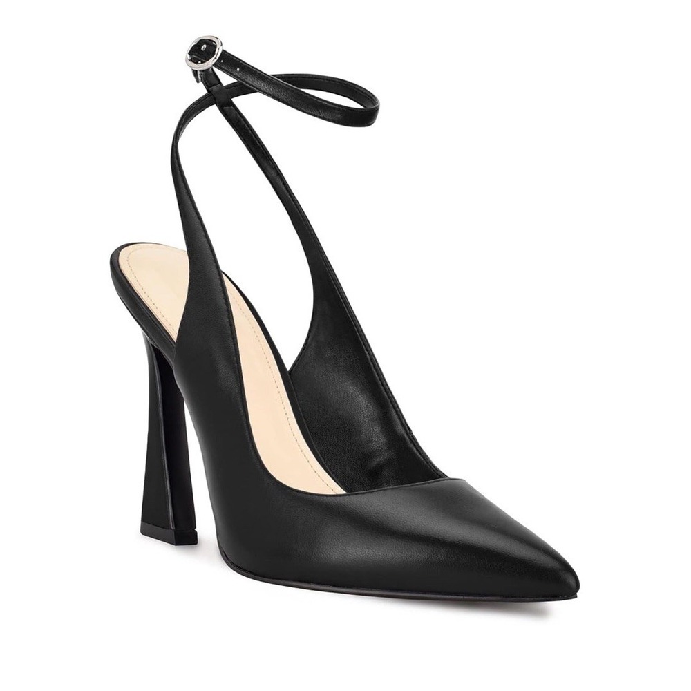 Women's black close‎ toe ankle closure-heel leather new wedding  Party Size 9